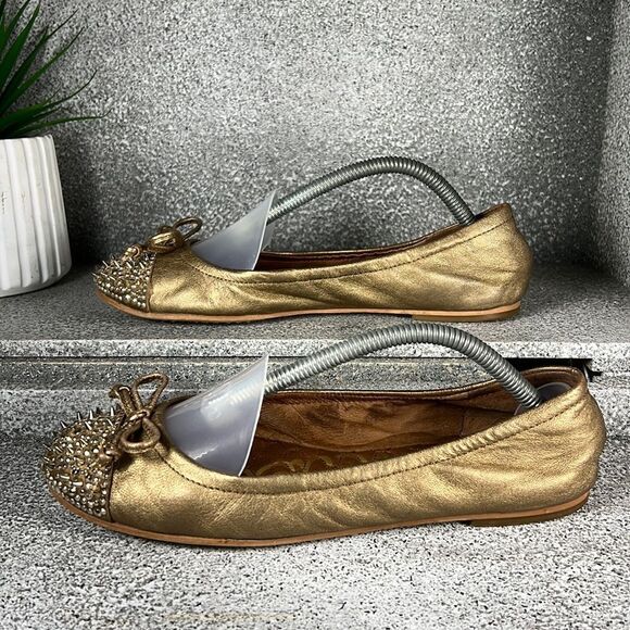 Sam Edelman Beatrix Leather Studded Flats Loafers Shoes Size 5.5 - Picture 1 of 8
